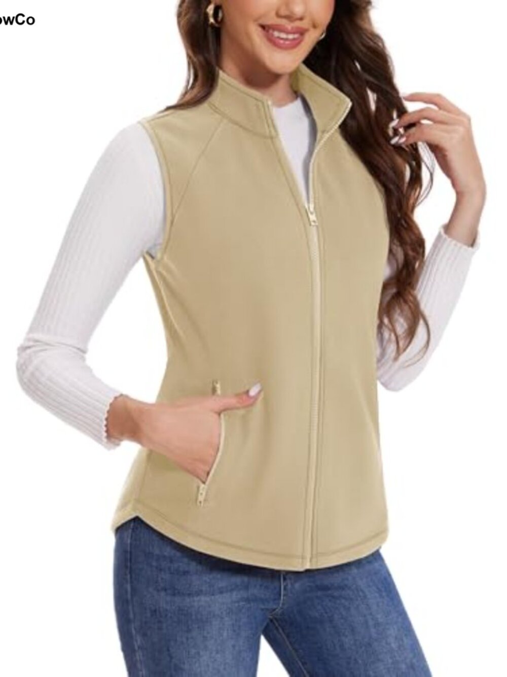 MAGCOMSEN Women's Fleece Vest with Zipper Pockets Zip Up Sleeveless Jacket